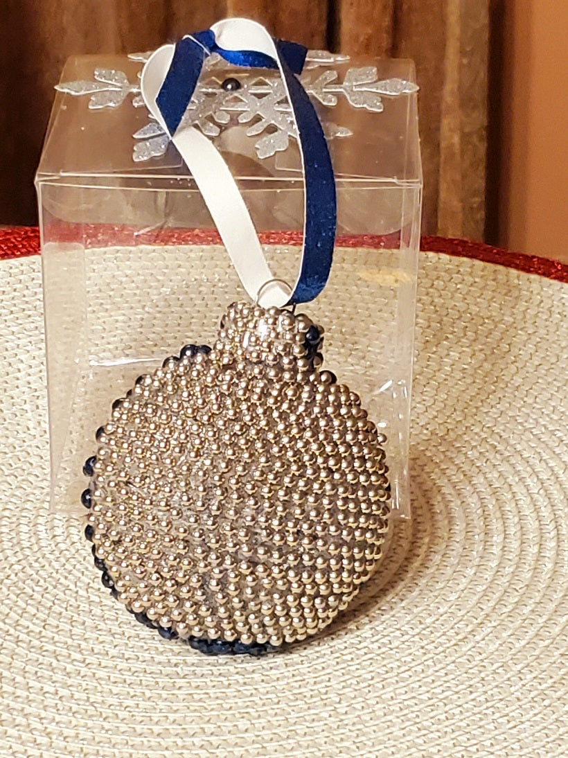 Navy Blue and Silver Ornament