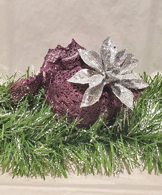 Purple/Silver Flower Ornament